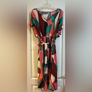 SHEIN Multicolor Abstract Print Dress